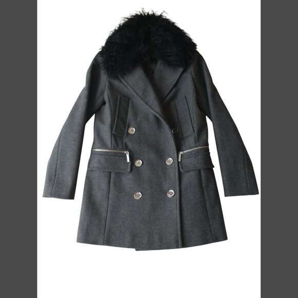 Coat with Mongolian sheepskin fur collar - small - Picture 1 of 16